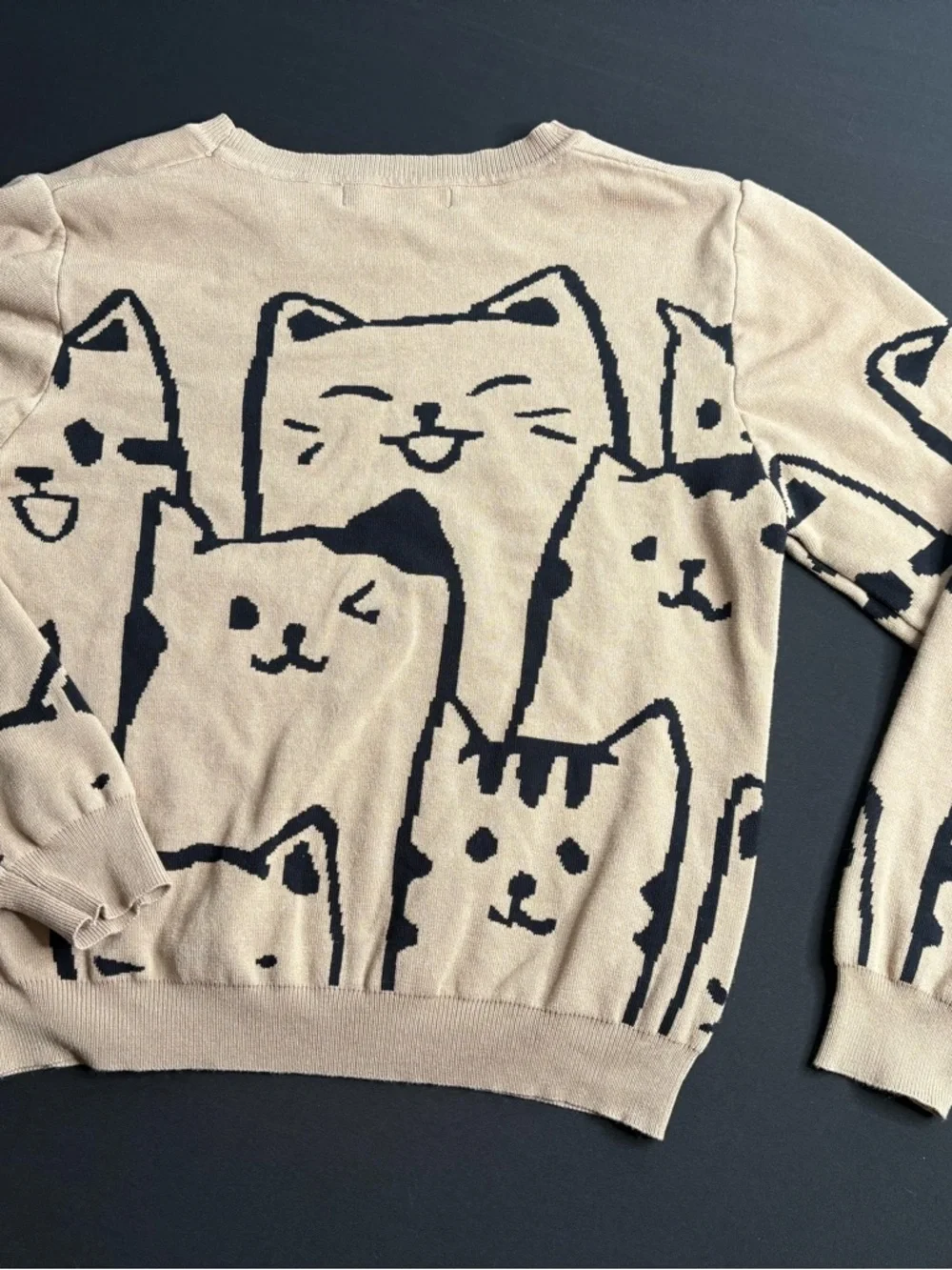 🤍Cute Cat Pattern Sweater - Beige by Lizette Collection size L